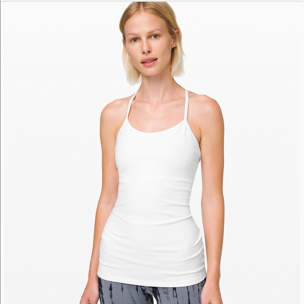 White Lululemon power Y tank